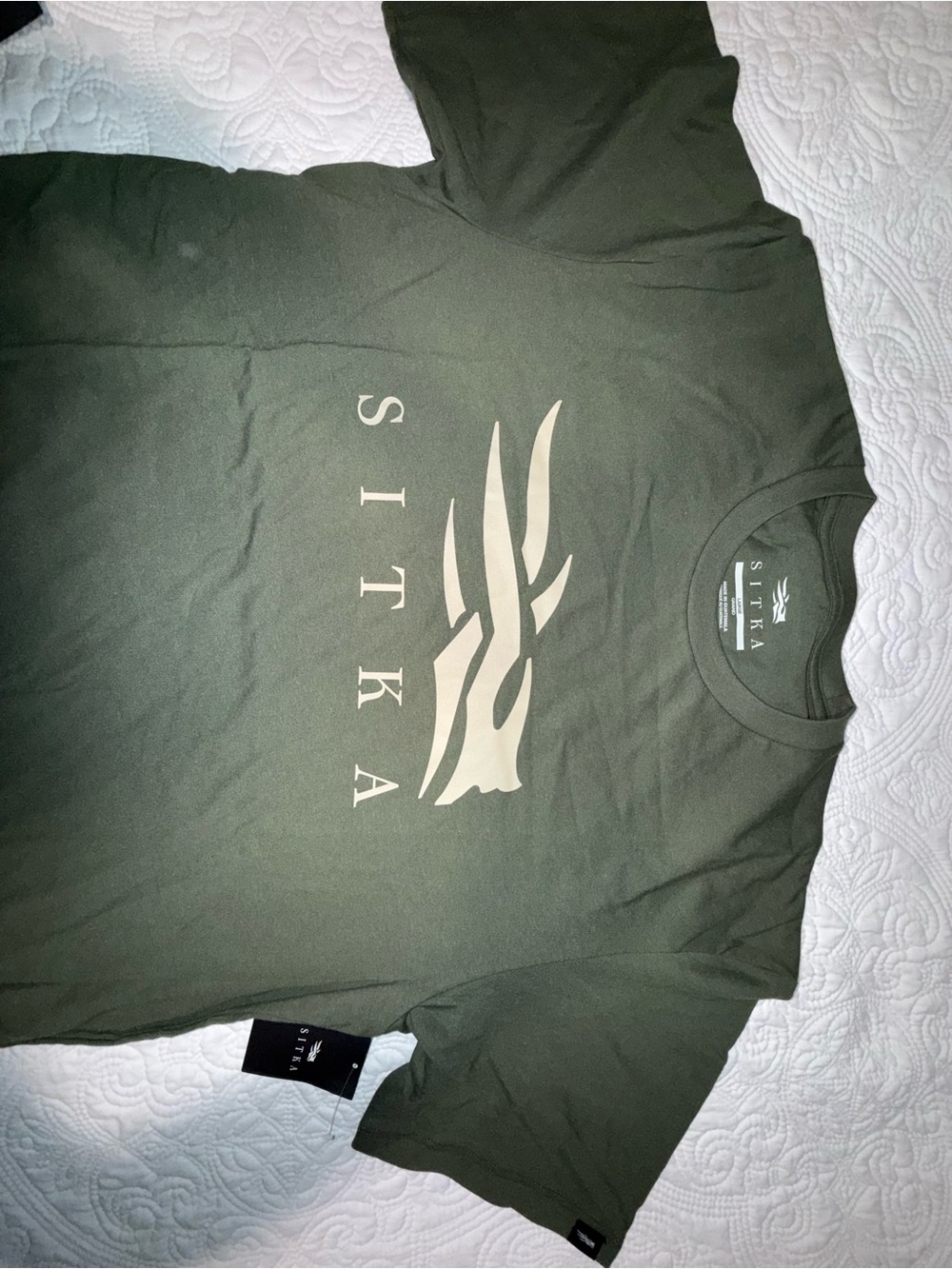 Sitka Men's Olive Logo Short Sleeve Tee - Classic Crew - Picture 2 of 6